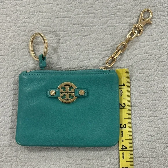 Tory Burch Teal Key & Card Holder with Gold Accents - Picture 9 of 9